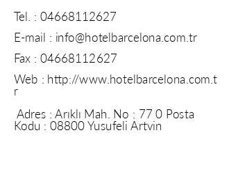 Hotel Barcelona iletiim bilgileri